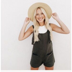 Stylish Olive Green Button-Up Darcy Romper CJLA